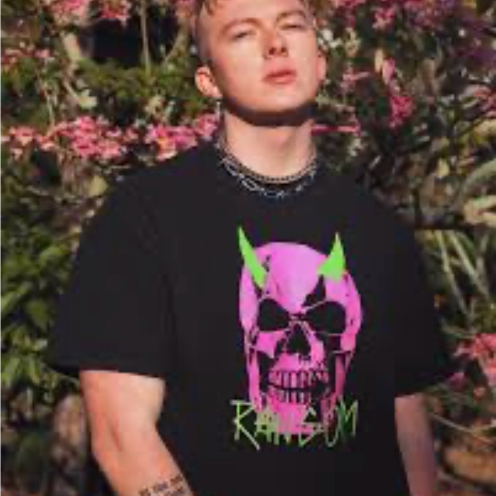 Half evil Black Graphic Skull T-Shirt